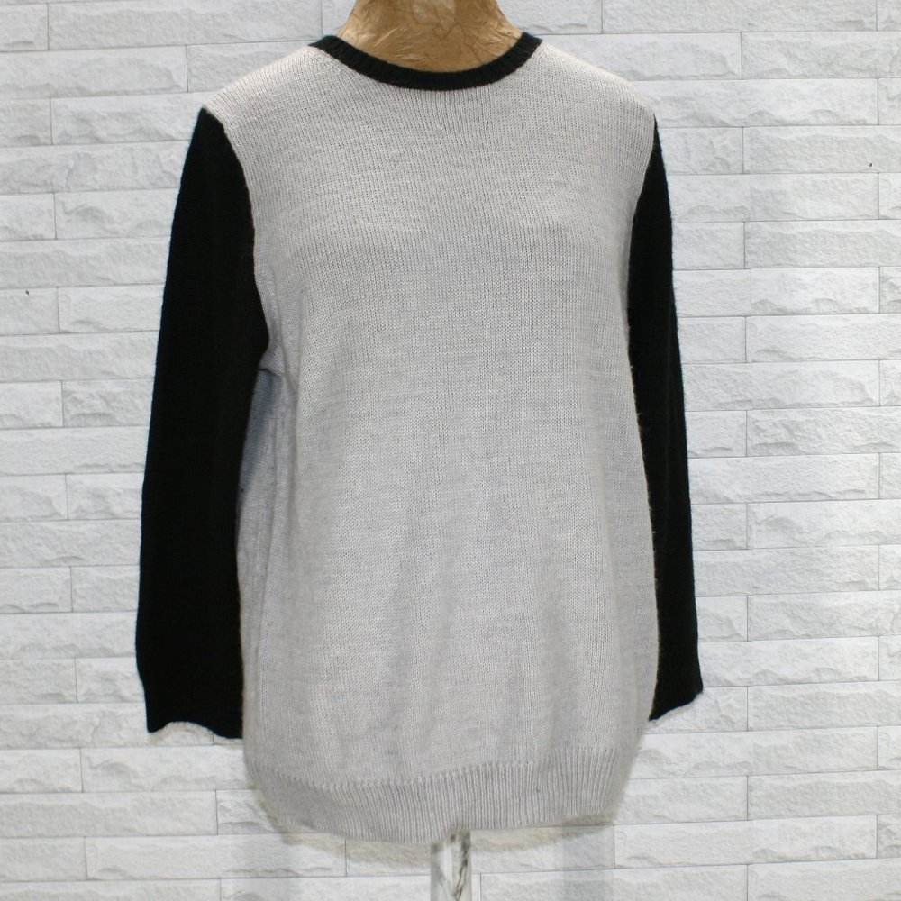 J. CREW Sweater Knit Wool Mohair Blend Color Block Crewneck Winter Gray X-Large